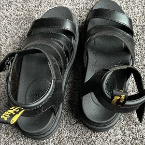 Dr. Martens Blaire Leather Strappy Sandals with Yellow Loop. SZ 9